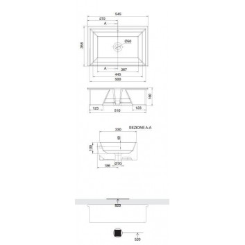 Встраиваемая раковина Scarabeo Gaia-Tech-Miky 87,5x39,5 cm, z переливом, без отверстия na baterie, белая- sanitbuy.pl