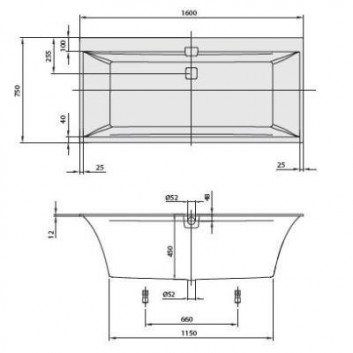 Ванна прямоугольная 160x75 cm Quaryl Villeroy & Boch Squaro Edge 12 Duo- sanitbuy.pl