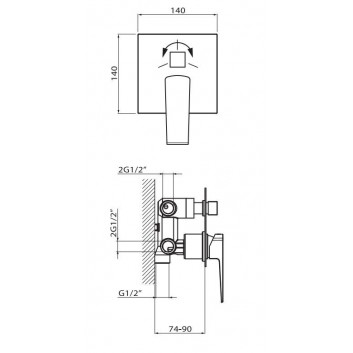 Смеситель ванна/душ скрытая Vedo Sette хром- sanitbuy.pl