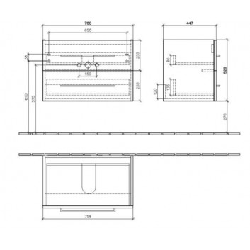 Шкафчик для раковины Villeroy & Boch Avento kryształowy серый, 96,7 x 52 x 44,7 cm, 2 szuflady- sanitbuy.pl