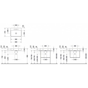 Раковина прямоугольная Duravit DuraSquare 45x35 cm без отверстия под смеситель белая- sanitbuy.pl