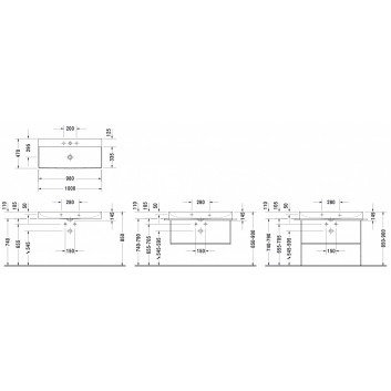 Раковина подвесная Duravit DuraSquare 100x47 cm с отверстиями под смеситель, z переливом белая- sanitbuy.pl