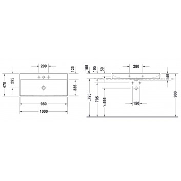 Накладная раковина Duravit DuraSquare 60x47 cm без отверстия под смеситель, без перелива белая- sanitbuy.pl