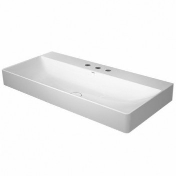 Накладная раковина Duravit DuraSquare 100x47 cm с отверстиями под смеситель, без перелива белая- sanitbuy.pl