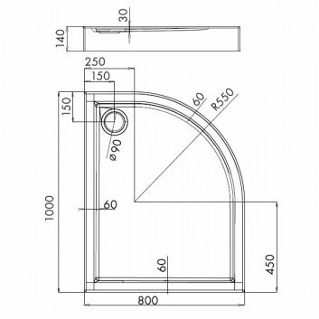 Поддон asymetryczny Novellini Kali R 80x100 cm левый белый- sanitbuy.pl