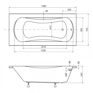 Ванна прямоугольная Besco Aria Rehab 120x70 cm, z siedziskiem белая - sanitbuy.pl