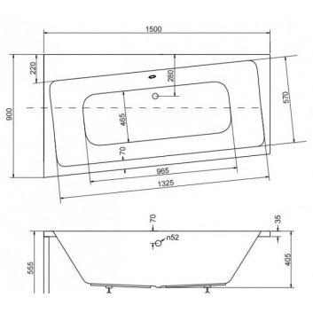 Ванна асимметрическая левая Besco Infinity 150x90cm белая- sanitbuy.pl