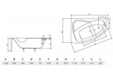 Ванна асимметрическая левая Besco Rima 130x85cm белая