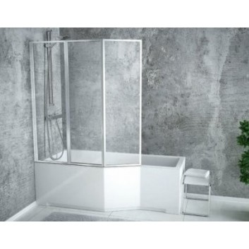 Ванна асимметрическая правая Besco Integra 150x75cm + шторки 2-skrzydłowy, белая- sanitbuy.pl