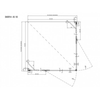 Душевая кабина прямоугольная Ravak SmartLine SMSRV4 80x80x190 cm с плёнкой AntiCalc, profile хром стекло прозрачные - sanitbuy.pl