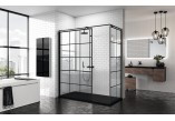 Стенка - Walk-in Novellini Kuadra H Black 120 cm, profil чёрный, стекло прозрачные, рисунок квадратный