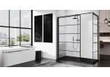 Стенка - Walk-in Novellini Kuadra H Black 140 cm, profil чёрный, стекло прозрачные, рисунок pasy