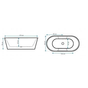 Ванна свободностоящая Rea Silvano 170x80 cm, белая - sanitbuy.pl