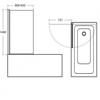 Шторки на ванну Ideal Standard Connect прямоугольный 80x140, профиль серебряный, стекло прозрачное- sanitbuy.pl