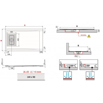 Поддон прямоугольный Novellini Novosolid 180x90x3,5cm, белый мат. - sanitbuy.pl