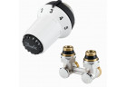 Набор подсоединительный Danfoss угловой с головкой Panda - никель/ белый 