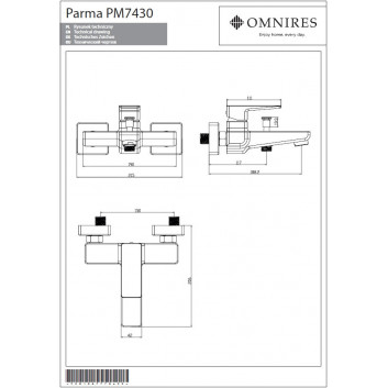 Смеситель Omnires Parma для ванны скрытая, хром- sanitbuy.pl