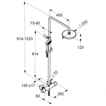 Душевой гарнитур Kludi Logo Dual Shower со смесителем термостатическим с верхним душем, хром- sanitbuy.pl