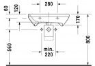 Раковина Duravit DuraStyle Vital Med без перелива с полкой под смеситель 65x57cm, белая