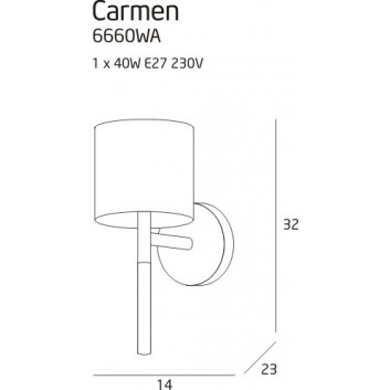 Бра MaxLight Carmen E27, белый- sanitbuy.pl