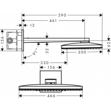 Верхний душ подвесная Axor ShowerSolutions 460/300 с потолочным подсоединением 3jet, хром- sanitbuy.pl