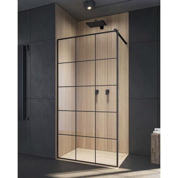 Душевая кабина Walk-In Radaway Modo New Black II Factory 50, стекло бесцветное, wys. 200cm, profil чёрный- sanitbuy.pl