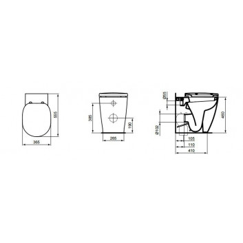 Раковина WC Ideal Standard Connect Freedom podwyższona przystosowana dla użytku osób niepełnosprawnych, белая- sanitbuy.pl