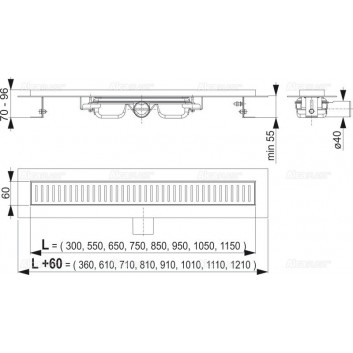 Линейный канал Alcaplast 75 cm z рамка do perforowanego rusztu- sanitbuy.pl