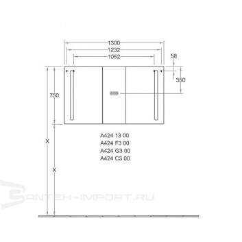 Шкафчик Villeroy&Boch My View с зеркалом i oświetleniem 130x75cm- sanitbuy.pl