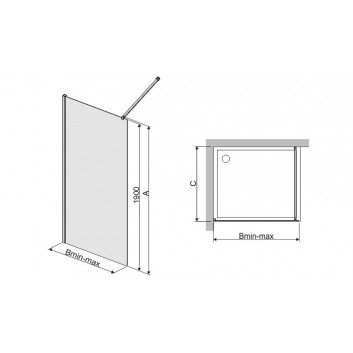 Перегородка для душа Sanplast TX Walk-In 110x190 cm, профиль серебряный глянцевый, стекло прозрачные- sanitbuy.pl