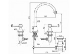 Смеситель для раковины Zucchetti Agora Classic высокая на 3 отверстия постоянная излив белый uchwyty, хром