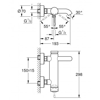 PYTAJ O RABAT ! Смеситель для ванны Grohe Essence подвесная, szer. 298 mm, хром, однорычажный