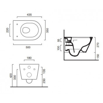 Раковина wc подвесной Catalano Zero New Flush, 50x35, bezrantowa, белый