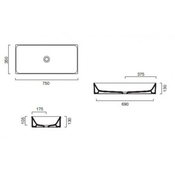 Накладная раковина Catalano Zero, 75x35, белый