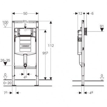 Инсталляция скрытого монтажа Geberit Duofix, для унитаза напольного WC, H112