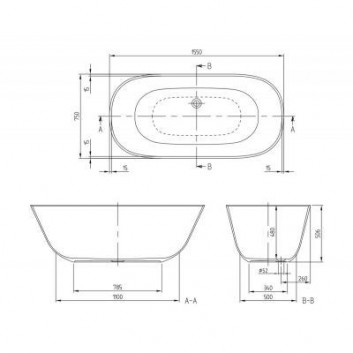 Ванна Villeroy&Boch Theano, свободностоящая, 155x75cm, белый alpejski