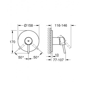 Смеситель для душа скрытая Grohe Eurodisc Cosmopolitan, однорычажный, хром