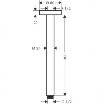 Потолочное подсоединение deszczownicy Hansgrohe, 10cm, чёрный мат.