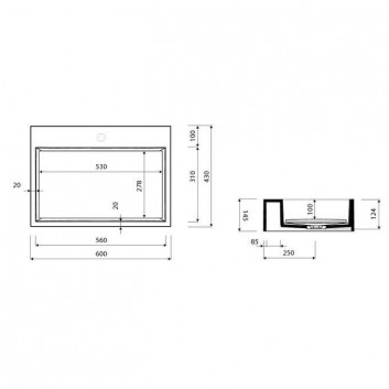 Раковина Marmorin Modico 600 с тумбой/накладная 600x430x145 mm