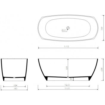 Ванна Marmorin Isar плавно напольный 1750x780x638 mm