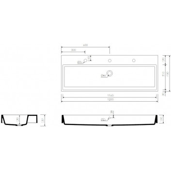 Раковина Marmorin Teo 120, 120x45 cm, встраиваемая в столешницу