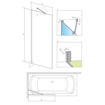 Шторки на ванну Radaway Euphoria PNJ 60, стекло бесцветное, 600-610x1500mm, profil хром