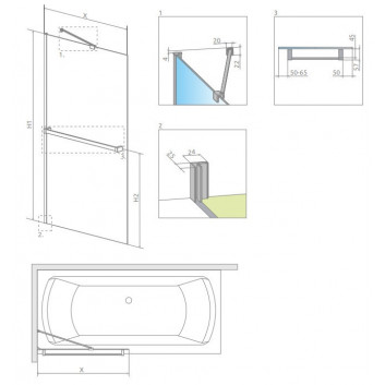 Шторки на ванну Radaway Euphoria PNJ 60, стекло бесцветное, 600-610x1500mm, profil хром