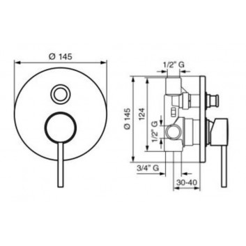 Смеситель ванна/душ скрытая Emmevi Piper 1-odbiornik хром- sanitbuy.pl