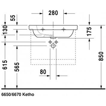 Раковина с тумбой Duravit D-Code, 105x48cm, один otwór pod baterię, белая