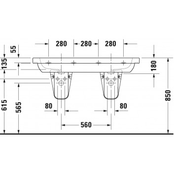 Раковина с тумбой Duravit D-Code, 85x48cm, один otwór pod baterię, белая