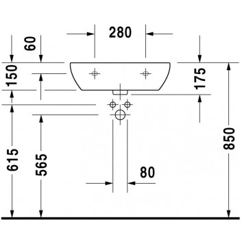 Раковина подвесная Duravit D-Code Med, 45x34cm, otwór pod baterię, без перелива, белая