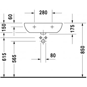 Раковина подвесная Duravit D-Code Med, 55x43cm, otwór pod baterię, без перелива, белая