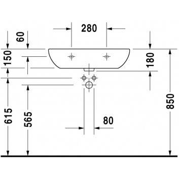 Раковина подвесная Duravit D-Code Med, 60x46cm, otwór pod baterię, без перелива, белая