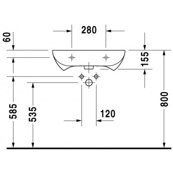 Раковина подвесная Duravit D-Code Med, 65x50cm, otwór pod baterię, без перелива, белая